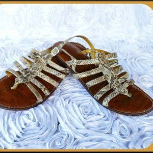 Sam Edelman Womens Boho Snake Print Leather Gladiator Sandals Slingback Size 8 M